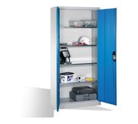 C + P Möbelsysteme Armoire à outils C+P avec portes battantes, 4 tablettes intérieures, H1950xL930xP400mm Façade bleu clair Corps gris clair Quantité:1