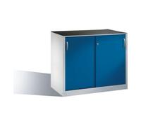 C + P Möbelsysteme Armoire à outils C+P avec portes coulissantes, intérieur 1 tablette, H1000xL1200xP600mm Avant Corps bleu gentiane Corps gris clair Quantité:1