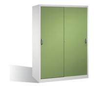 C + P Möbelsysteme Armoire à outils C+P avec portes coulissantes, intérieur 2 x 4 étagères, H1950xL1600xP600mm Face avant Reseda vert corps gris clair Quantité:1