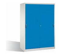 C + P Möbelsysteme Armoire à outils C+P avec portes coulissantes, intérieur 2 x 4 étagères, H1950xL1600xP600mm avant bleu clair corps gris clair Quantité:1