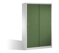 C + P Möbelsysteme Armoire à outils C+P avec portes coulissantes, intérieur 4 étagères, H1950xL1200xP600mm Face avant Reseda vert corps gris clair Quantité:1