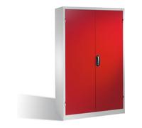 C + P Möbelsysteme Armoire à outils pour charges lourdes C+P avec portes battantes, 4 tablettes intérieures, H1950xL1200xP400mm Façade rouge rubis Corps gris clair Quantité:1