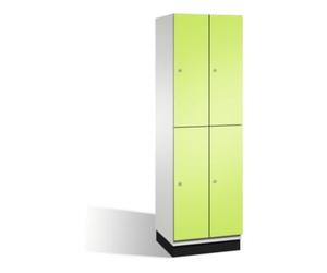 C + P Möbelsysteme Armoire C+P à deux niveaux Cambio sur socle, 4 compartiments, H1950xL600xP525mm face avant Viridian vert corps gris clair Quantité:1