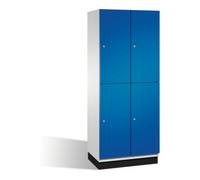 C + P Möbelsysteme Armoire C+P à deux niveaux Cambio sur socle, 4 compartiments, H1950xL800xP525mm face avant gentiane bleue corps gris clair Quantité:1