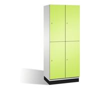 C + P Möbelsysteme Armoire C+P à deux niveaux Cambio sur socle, 4 compartiments, H1950xL800xP525mm face avant Viridian vert corps gris clair Quantité:1