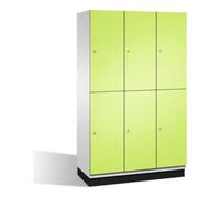 C + P Möbelsysteme Armoire C+P à deux niveaux Cambio sur socle, 6 compartiments, H1950xL1200xP525mm face avant Viridian vert corps gris clair Quantité:1