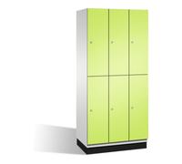 C + P Möbelsysteme Armoire C+P à deux niveaux Cambio sur socle, 6 compartiments, H1950xL900xP525mm face avant Viridian vert corps gris clair Quantité:1