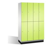 C + P Möbelsysteme Armoire C+P à deux niveaux Cambio sur socle, 8 compartiments, H1950xL1200xP525mm avant Viridian vert corps gris clair Quantité:1