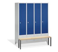 C + P Möbelsysteme Armoire C+P Classic avec banquette, 4 compartiments, H1850xL1590xP500xP500/815mm avant bleu gentiane corps gris clair Quantité:1