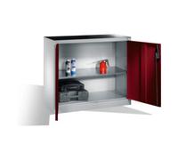 C + P Möbelsysteme Armoire d'appoint à outils C+P avec portes battantes, 1 tablette intérieure, H1000xL1200xP400mm Façade rouge ru orps gris clair Quantité:1