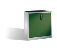 C + P Möbelsysteme Armoire d'appoint à outils C+P avec portes battantes, 1 tablette intérieure, H1000xL930xP400mm Façade vert réséda Corps gris clair Quantité:1