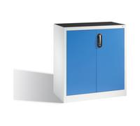 C + P Möbelsysteme Armoire d'appoint à outils C+P avec portes battantes, 1 tablette intérieure, H1000xL930xP500mm Façade bleu clair Corps gris clair Quantité:1