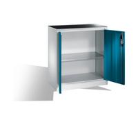 C + P Möbelsysteme Armoire d'appoint à outils C+P avec portes battantes, 1 tablette intérieure, H1000xL930xP400mm Façade bleu clair Corps gris clair Quantité:1