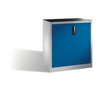 C + P Möbelsysteme Armoire d'appoint à outils C+P avec portes battantes, 1 tablette intérieure, H1000xL930xP400mm Façade bleu gentiane Corps gris clair Quantité:1