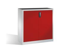 C + P Möbelsysteme Armoire d'appoint à outils C+P avec portes battantes, intérieur 2 tablettes, H1200xL1200xP500mm Façade rouge ru orps gris clair Quantité:1