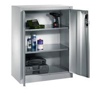 C + P Möbelsysteme Armoire d'appoint à outils C+P avec portes battantes, intérieur 2 tablettes, H1200xL930xP500mm Façade gris clair Corps gris clair Quantité:1