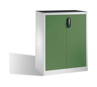 C + P Möbelsysteme Armoire d'appoint à outils C+P avec portes battantes, intérieur 2 tablettes, H1200xL930xP500mm Façade vert réséda Corps gris clair Quantité:1