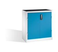 C + P Möbelsysteme Armoire d'appoint C+P pour charges lourdes avec portes battantes, 1 tablette intérieure, H1000xL930xP500mm Façade bleu clair Corps gris clair Quantité:1