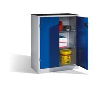 C + P Möbelsysteme Armoire d'appoint C+P pour charges lourdes avec portes battantes, intérieur 2 tablettes, H1200xL930xP500mm Façade bleu gentiane Corps gris clair Quantité:1