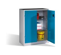 C + P Möbelsysteme Armoire d'appoint C+P pour charges lourdes avec portes battantes, intérieur 2 tablettes, H1200xL930xP500mm Façade bleu clair Corps gris clair Quantité:1
