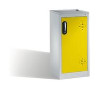 C + P Möbelsysteme Armoire d'appoint environnementale C+P avec porte pivotante, 2 tablettes pour bacs, H1020xL500xP500mm Façade jaune trafic Corps gris clair Quantité:1
