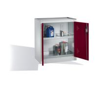C + P Möbelsysteme Armoire d'appoint environnementale C+P avec portes battantes, 2 tablettes pour bacs, H1020xL930xP500mm Façade rouge ru orps gris clair Quantité:1