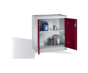 C + P Möbelsysteme Armoire d'appoint environnementale C+P avec portes battantes, 2 tablettes pour bacs, H1020xL930xP500mm Façade rouge ru orps gris clair Quantité:1