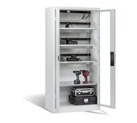 C + P Möbelsysteme Armoire de charge batterie C+P pour 15 outils électriques, fenêtre, H1950xL930xP500mm, gris clair Quantité:1