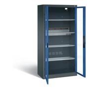 C + P Möbelsysteme Armoire de charge batterie C+P pour 5 outils électriques, fenêtre, H1950xL930xP500mm, bleu gentiane/gris anthracite Quantité:1