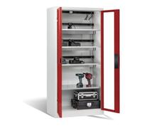 C + P Möbelsysteme Armoire de charge C+P pour 15 outils électriques, fenêtre, H1950xL930xP500mm, rouge ru ris clair Quantité:1