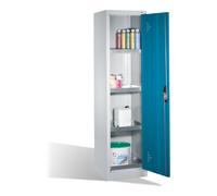 C + P Möbelsysteme Armoire d'environnement C+P avec porte battante, 4 tablettes pour bacs, H1950xL500xP500mm Façade bleu clair Corps gris clair Quantité:1
