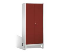 C + P Möbelsysteme Armoire double C+P Classic sur pieds, 2 compartiments, H1850xL810xP500mm Avant Rouge rubis corps Gris clair Quantité:1