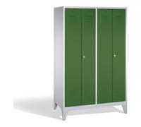 C + P Möbelsysteme Armoire double C+P Classic sur pieds, 4 compartiments, H1850xL1190xP500mm Face avant Reseda vert corps gris clair Quantité:1