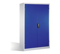 C + P Möbelsysteme Armoire pour charges lourdes C+P avec portes battantes, 3 tablettes et 3 tiroirs, H1950xL1200xP600mm Façade bleu gentiane Corps gris clair Quantité:1