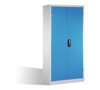 C + P Möbelsysteme Armoire pour charges lourdes C+P avec portes battantes, 4 tablettes et 3 tiroirs, H1950xL930xP600mm Façade bleu clair Corps gris clair Quantité:1