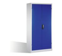 C + P Möbelsysteme Armoire pour charges lourdes C+P avec portes battantes, 4 tablettes et 3 tiroirs, H1950xL930xP600mm Façade bleu gentiane Corps gris clair Quantité:1