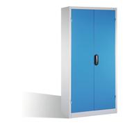 C + P Möbelsysteme Armoire pour charges lourdes C+P avec portes battantes, 4 tablettes et 3 tiroirs, H1950xL930xP500mm Façade bleu clair Corps gris clair Quantité:1