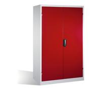 C + P Möbelsysteme Armoire pour charges lourdes C+P avec portes battantes, 4 tablettes et 3 tiroirs, H1950xL1200xP600mm Façade rouge rubis Corps gris clair Quantité:1