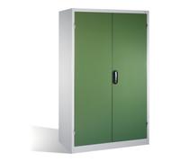 C + P Möbelsysteme Armoire pour charges lourdes C+P avec portes battantes, 4 tablettes et 3 tiroirs, H1950xL1200xP600mm Façade vert réséda Corps gris clair Quantité:1