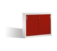 C + P Möbelsysteme Buffet Acurado avec portes coulissantes, 2 hauteurs de dossier, H1000xW1200xD400mm face avant rouge rubis corps gris clair Quantité:1