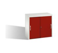 C + P Möbelsysteme Buffet Acurado avec portes coulissantes, 2 hauteurs de dossier, H720xL800xP400mm face avant rouge ru orps gris clair Quantité:1