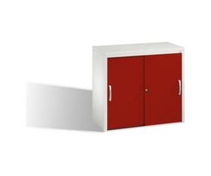 C + P Möbelsysteme Buffet Acurado avec portes coulissantes, 2 hauteurs de dossier, H720xL800xP400mm face avant rouge ru orps gris clair Quantité:1