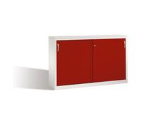 C + P Möbelsysteme Buffet Acurado avec portes coulissantes, 2 x 2 hauteurs de dossier, H1000xL1600xP400mm, face avant rouge ru orps gris clair Quantité:1