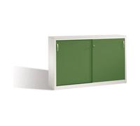 C + P Möbelsysteme Buffet Acurado avec portes coulissantes, 2 x 2 hauteurs de dossier, H1000xL1600xP400mm Reseda vert façade carrosserie gris clair Quantité:1