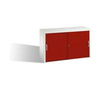 C + P Möbelsysteme Buffet Acurado avec portes coulissantes, 2 x 2 hauteurs de dossier, H720xL1200xP400mm, face avant rouge rubis Corps gris clair Quantité:1