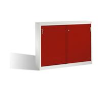 C + P Möbelsysteme Buffet Acurado avec portes coulissantes, 2 x 3 hauteurs de dossier, H1200xL1600xP400mm, face avant rouge rubis Corps gris clair Quantité:1