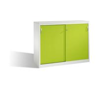 C + P Möbelsysteme Buffet Acurado avec portes coulissantes, 2 x 3 hauteurs de dossier, H1200xL1600xP500mm avant vert viridine corps gris clair Quantité:1