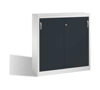 C + P Möbelsysteme Buffet Acurado avec portes coulissantes, 3 hauteurs de dossier, H1200xL1200xP400mm avant noir gris carrosserie gris clair gris clair Quantité:1