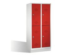 C + P Möbelsysteme C+P Armoire à casiers Classic à double étage sur socle, 4 compartiments, H1800×I810×P500 mm, façade ru orps gris clair Quantité:1