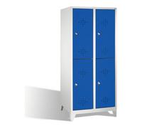 C + P Möbelsysteme C+P Armoire à casiers Classic double étage sur pieds, 4 compartiments, H1850×I810×P500mm, façade bleu gentiane, corps gris clair Quantité:1